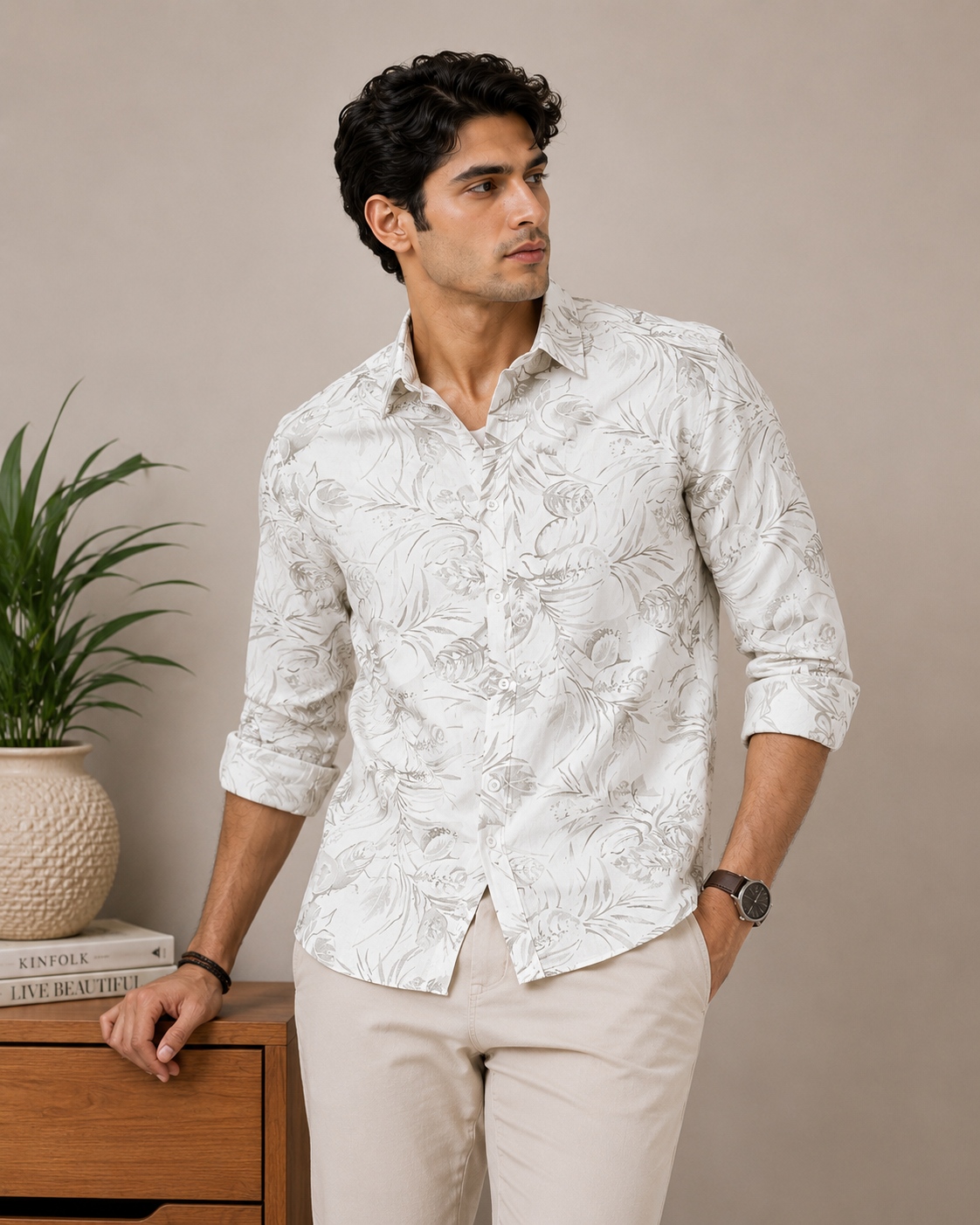 Graevik Ivory Breeze Printed Shirt